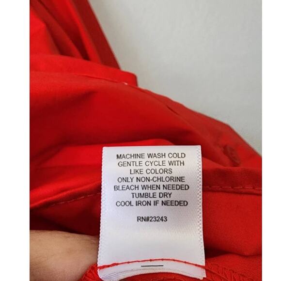 NY&C New York & Company Red Poplin Bow Front Button Up Blouse Medium NEW - Picture 6 of 10